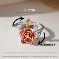 Sweet Rose Open Ring For Women In Copper Featuring Rotatable Craftsmanship, Ideal Anxiety Jewelry 2