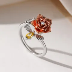 Sweet Rose Open Ring For Women In Copper Featuring Rotatable Craftsmanship, Ideal Anxiety Jewelry 3