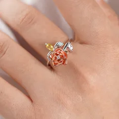 Sweet Rose Open Ring For Women In Copper Featuring Rotatable Craftsmanship, Ideal Anxiety Jewelry 4