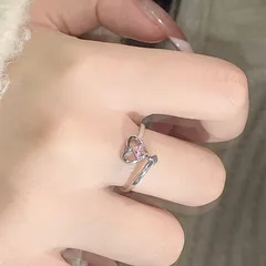 Sweet Geometric Alloy Ring For Women Featuring Electroplated Design And Rhinestones, 1 Piece 4