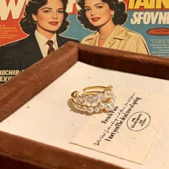 Sweet Star Open Ring For Women In Gold With White K Plated Finish Featuring Asymmetrical Design And Imitation Pearl Inlay 3