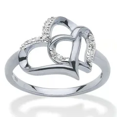 Double Heart Sweet Unisex Rings For Everyday Wear Featuring Electroplated Gold Alloy With Rhinestones 3