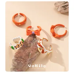 Sweet Versatile Women's Ring Drip Oil Colorful Ins Style Fashion Jewelry Luxury Feel Summer New Open Hand Accessory 2
