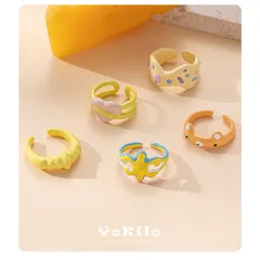 Sweet Versatile Women's Ring Drip Oil Colorful Ins Style Fashion Jewelry Luxury Feel Summer New Open Hand Accessory 3