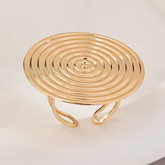 Thickened Gold Plated Adjustable Square Ring For Women Fashionable Simple Open Ring  Style Metal Jewelry 3