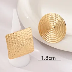 Thickened Gold Plated Adjustable Square Ring For Women Fashionable Simple Open Ring  Style Metal Jewelry 4