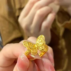 Three-dimensional Butterfly Open Ring For Women In Electroplated Copper With Luxurious Style 2