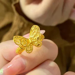 Three-dimensional Butterfly Open Ring For Women In Electroplated Copper With Luxurious Style 3