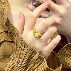 Three-dimensional Butterfly Open Ring For Women In Electroplated Copper With Luxurious Style 4