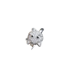 Three-dimensional Cat Open Ring For Women In Titanium Steel With 18K Real Gold Plated PVD Coating 5