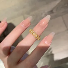 Three-dimensional Pineapple Ring For Women In Electroplated Copper With Zircon Inlay