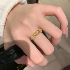 Three-dimensional Pineapple Ring For Women In Electroplated Copper With Zircon Inlay 2