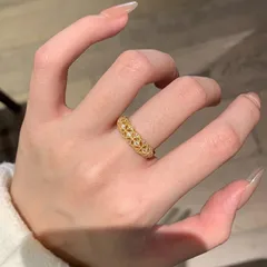 Three-dimensional Pineapple Ring For Women In Electroplated Copper With Zircon Inlay 3