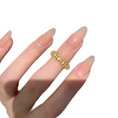 Three-dimensional Pineapple Ring For Women In Electroplated Copper With Zircon Inlay 5