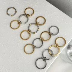 Three- Ring Titanium Steel Ring Plated With 18K Gold Geometric Pattern Women's Stylish Stackable Ring Fashionable New Model