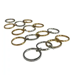 Three- Ring Titanium Steel Ring Plated With 18K Gold Geometric Pattern Women's Stylish Stackable Ring Fashionable New Model 5