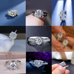 TikTok Kuaishou Online Live Broadcast Eight Hearts And Eight Arrows Zircon Imitation Moissanite Ring Female Male Six-claw Wedding Ring Wholesale