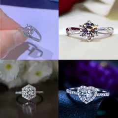 TikTok Kuaishou Online Live Broadcast Eight Hearts And Eight Arrows Zircon Imitation Moissanite Ring Female Male Six-claw Wedding Ring Wholesale 2