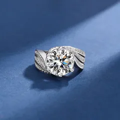 TikTok Kuaishou Online Live Broadcast Eight Hearts And Eight Arrows Zircon Imitation Moissanite Ring Female Male Six-claw Wedding Ring Wholesale 4