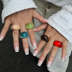 Transparent Ice Resin Colorful Gradient Ring For Women Acrylic Ring Non-Fading Geometric Women's Wedding Ring
