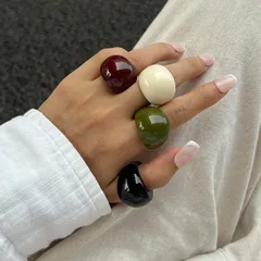 Transparent Ice Resin Colorful Gradient Ring For Women Acrylic Ring Non-Fading Geometric Women's Wedding Ring 2
