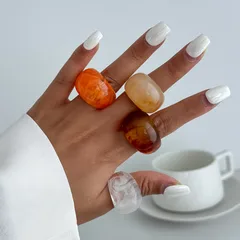 Transparent Ice Resin Colorful Gradient Ring For Women Acrylic Ring Non-Fading Geometric Women's Wedding Ring 3