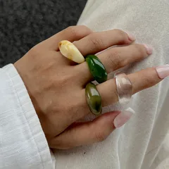 Transparent Ice Resin Colorful Gradient Ring For Women Acrylic Ring Non-Fading Geometric Women's Wedding Ring 4