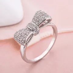 Trendy Butterfly Knot Ring Women's Jewelry Zircon Alloy Ring Elegant Fashion Accessory Hot Sale Female Rings