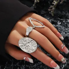 Trendy Geometric Arc Ring Set For Women Versatile  Style Zinc Alloy Fashion Jewelry Accessories 3