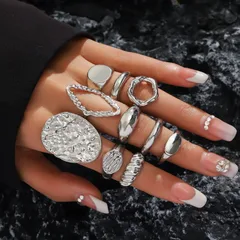 Trendy Geometric Arc Ring Set For Women Versatile  Style Zinc Alloy Fashion Jewelry Accessories 4