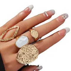 Trendy Geometric Arc Ring Set For Women Versatile  Style Zinc Alloy Fashion Jewelry Accessories 5