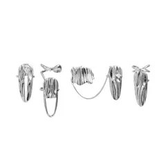 Trendy Metal Ring Set For Women Unique Design Minimalist Style Fashionable Geometric Pattern Adjustable Band Cold Tone 5