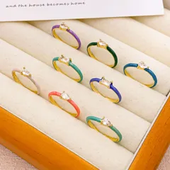 Fashion Water Drop Zircon Ring Simple Non-Fading Ring High-End Fresh Style Alloy Material Korean Style Women's Ring 2