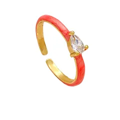 Fashion Water Drop Zircon Ring Simple Non-Fading Ring High-End Fresh Style Alloy Material Korean Style Women's Ring 5