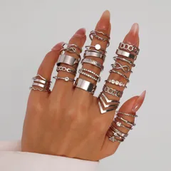 Trillion-cut Gold Rings For Women, 30 Pieces With 0.01µm KC Golden Plated Finish And Zircon Inlay