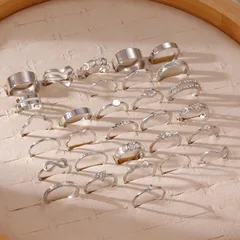 Trillion-cut Gold Rings For Women, 30 Pieces With 0.01µm KC Golden Plated Finish And Zircon Inlay 3
