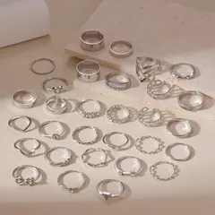 Trillion-cut Gold Rings For Women, 30 Pieces With 0.01µm KC Golden Plated Finish And Zircon Inlay 4