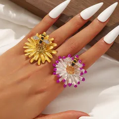 Tropical Animal Ring For Women With Golden Plated Finish 0.03µm-0.05µm Thickness Featuring Rhinestones, 1 PCS Package