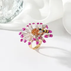 Tropical Animal Ring For Women With Golden Plated Finish 0.03µm-0.05µm Thickness Featuring Rhinestones, 1 PCS Package 2