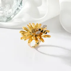 Tropical Animal Ring For Women With Golden Plated Finish 0.03µm-0.05µm Thickness Featuring Rhinestones, 1 PCS Package 3
