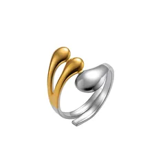 Two Tone Snake Open Ring For Women In Gold, Electroplated Titanium Steel Jewelry 4