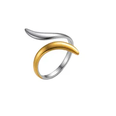 Two Tone Snake Open Ring For Women In Titanium Steel With Electroplated Gold Plating, Available In Multicolor 4