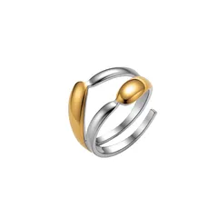 Two Tone Titanium Steel Open Rings For Women In Gold, Perfect For Summer Wear 3