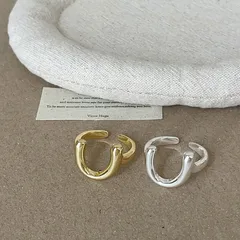 U Shape Ring For Women In Gold Metal Featuring Electroplated Finish