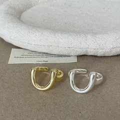 U Shape Ring For Women In Gold Metal Featuring Electroplated Finish 3