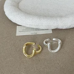 U Shape Ring For Women In Gold Metal Featuring Electroplated Finish 4