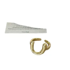 U Shape Ring For Women In Gold Metal Featuring Electroplated Finish 5