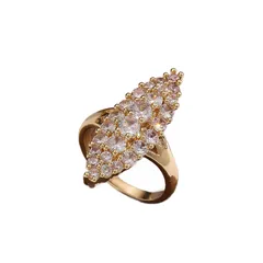 U Shape Ring For Women In Gold Alloy Featuring Rhinestones Inlay 5