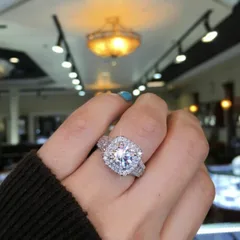 Unique Double Layer Tiger Claw Square Cubic Zirconia Alloy Jewelry Ring Geometric Pattern Simple Style Women's Fashion Accessory 4