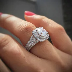 Unique Double Layer Tiger Claw Square Cubic Zirconia Alloy Jewelry Ring Geometric Pattern Simple Style Women's Fashion Accessory 5